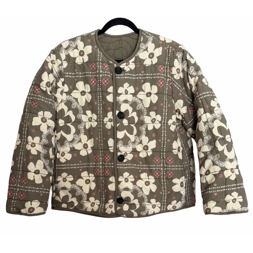 Free People We The Free Zazu Reversible Liner Quilted Jacket Taupe Moss Size Sm